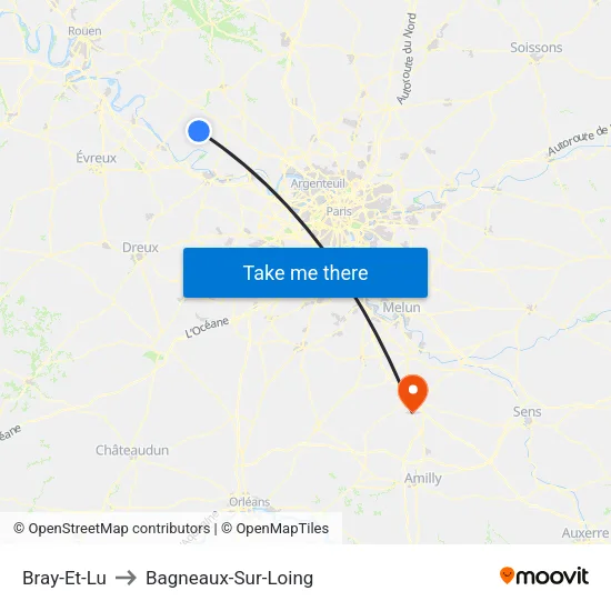Bray-Et-Lu to Bagneaux-Sur-Loing map