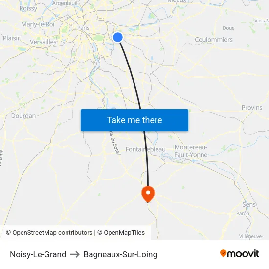 Noisy-Le-Grand to Bagneaux-Sur-Loing map