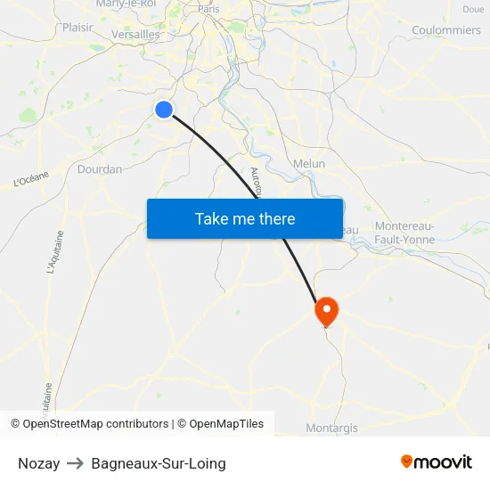 Nozay to Bagneaux-Sur-Loing map