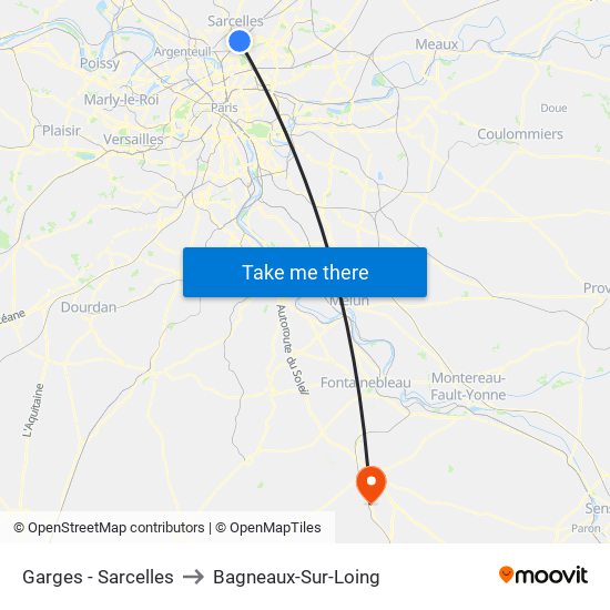 Garges - Sarcelles to Bagneaux-Sur-Loing map