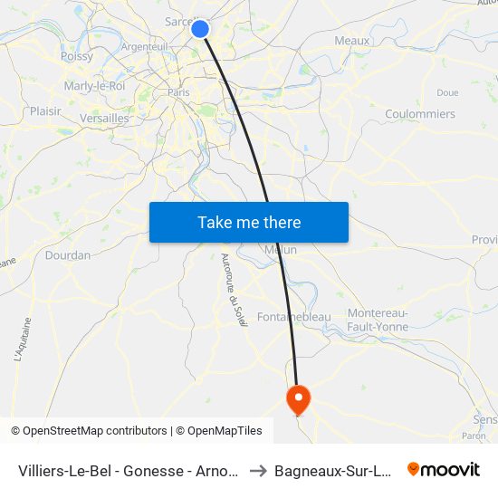 Villiers-Le-Bel - Gonesse - Arnouville to Bagneaux-Sur-Loing map