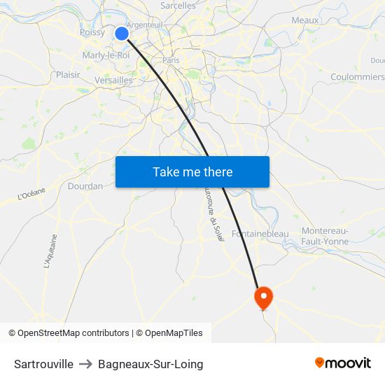 Sartrouville to Bagneaux-Sur-Loing map