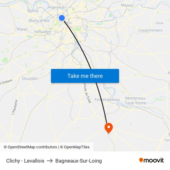 Clichy - Levallois to Bagneaux-Sur-Loing map