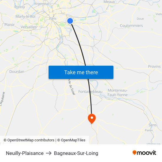 Neuilly-Plaisance to Bagneaux-Sur-Loing map