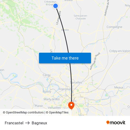 Francastel to Bagneux map