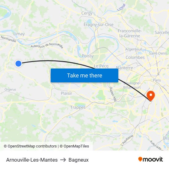 Arnouville-Les-Mantes to Bagneux map