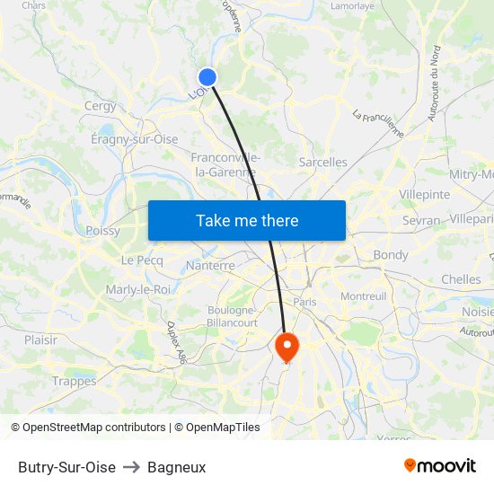 Butry-Sur-Oise to Bagneux map