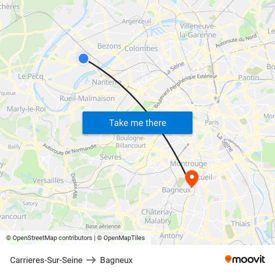 Carrieres-Sur-Seine to Bagneux map