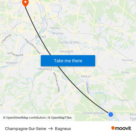 Champagne-Sur-Seine to Bagneux map