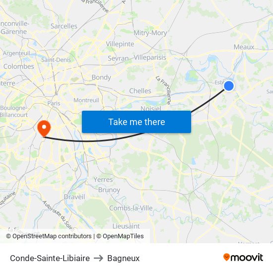 Conde-Sainte-Libiaire to Bagneux map