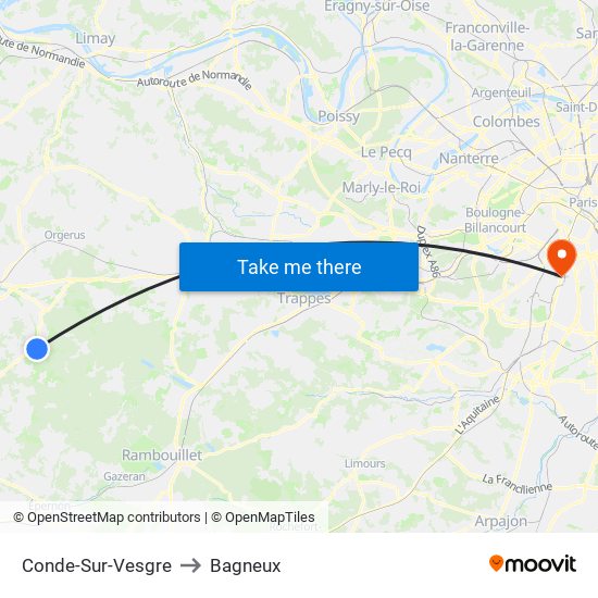 Conde-Sur-Vesgre to Bagneux map