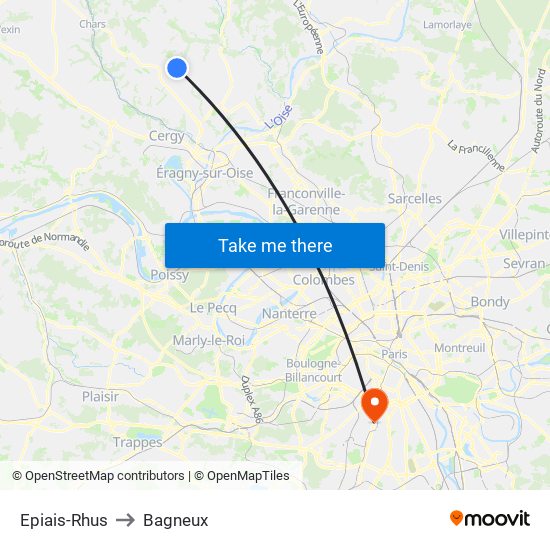 Epiais-Rhus to Bagneux map