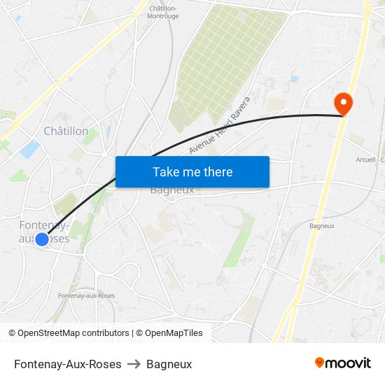Fontenay-Aux-Roses to Bagneux map
