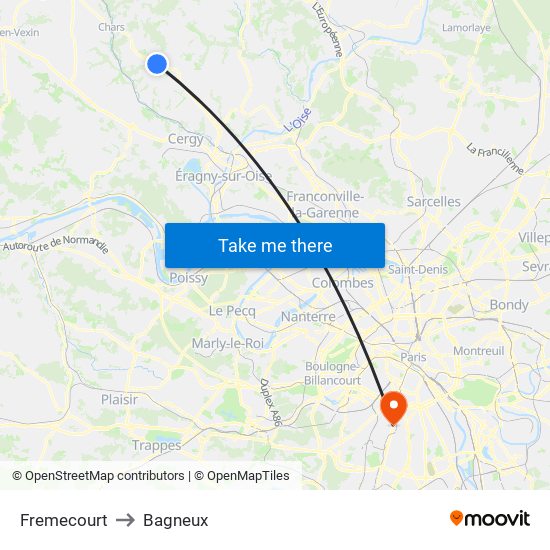 Fremecourt to Bagneux map