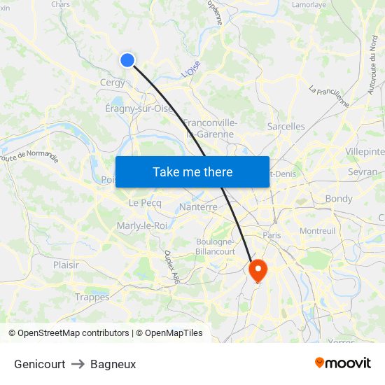 Genicourt to Bagneux map