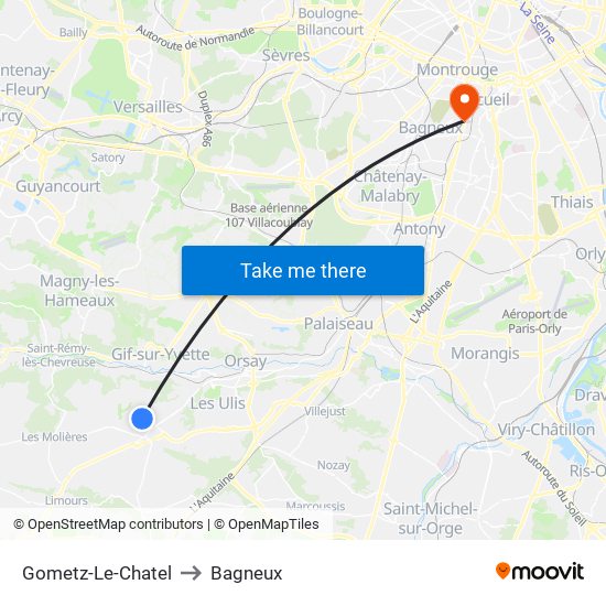 Gometz-Le-Chatel to Bagneux map