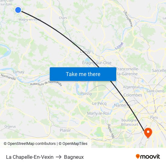 La Chapelle-En-Vexin to Bagneux map