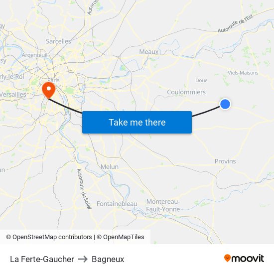 La Ferte-Gaucher to Bagneux map