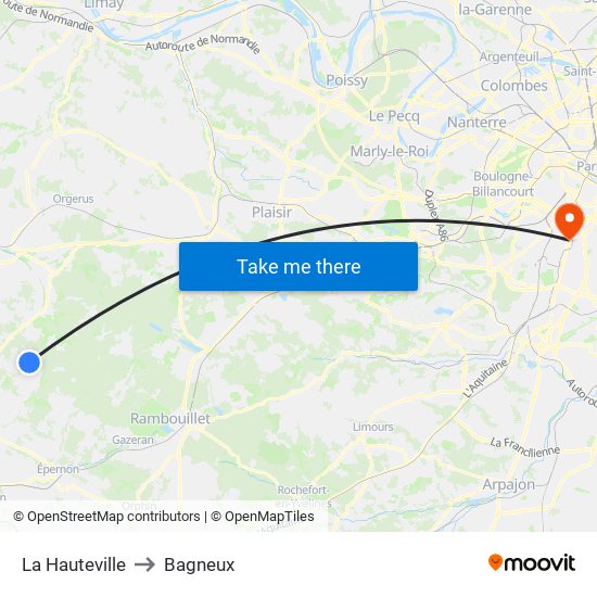 La Hauteville to Bagneux map