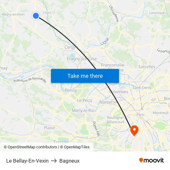 Le Bellay-En-Vexin to Bagneux map