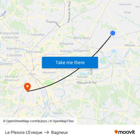 Le Plessis-L'Eveque to Bagneux map