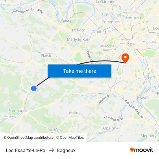 Les Essarts-Le-Roi to Bagneux map