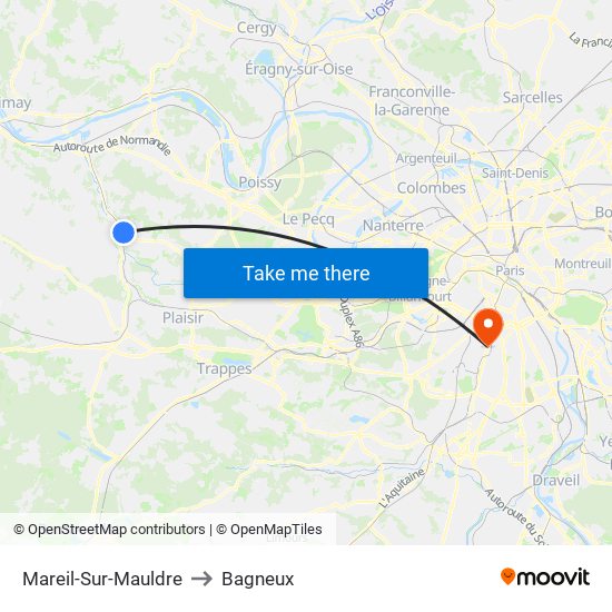Mareil-Sur-Mauldre to Bagneux map