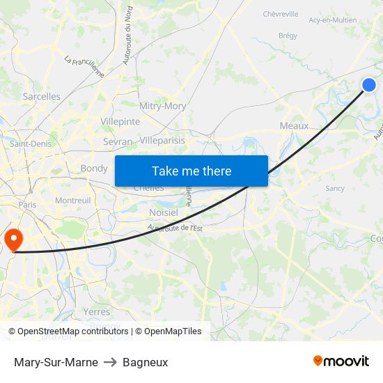 Mary-Sur-Marne to Bagneux map