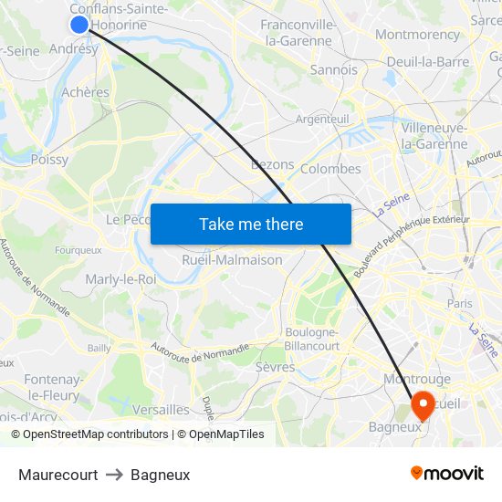 Maurecourt to Bagneux map