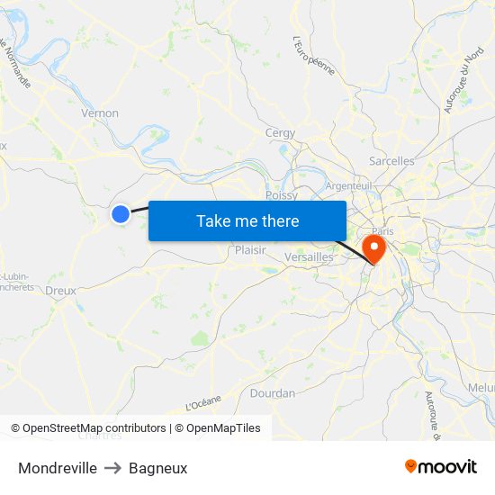 Mondreville to Bagneux map