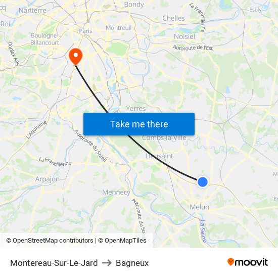 Montereau-Sur-Le-Jard to Bagneux map