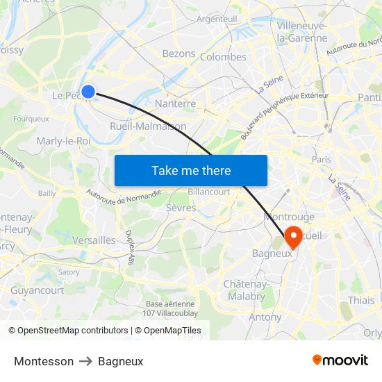 Montesson to Bagneux map