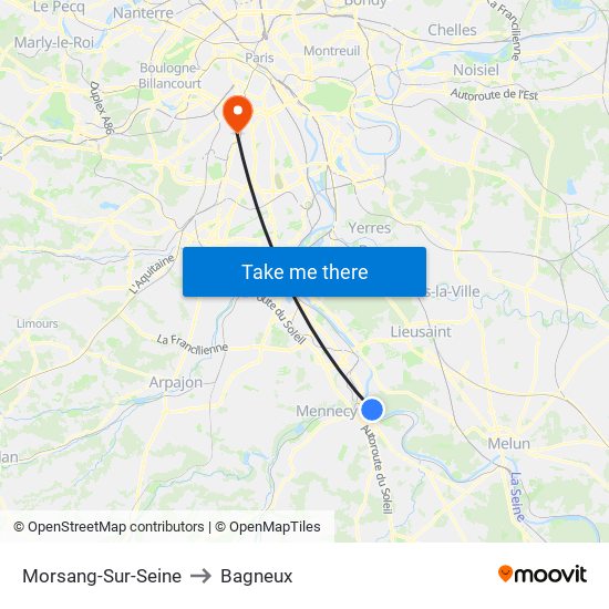 Morsang-Sur-Seine to Bagneux map