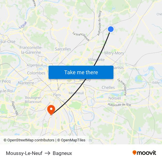 Moussy-Le-Neuf to Bagneux map
