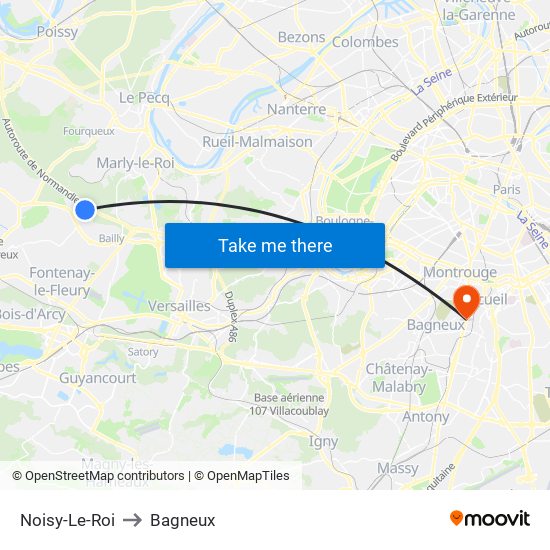 Noisy-Le-Roi to Bagneux map