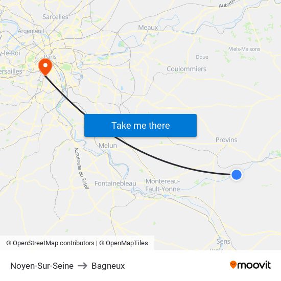 Noyen-Sur-Seine to Bagneux map