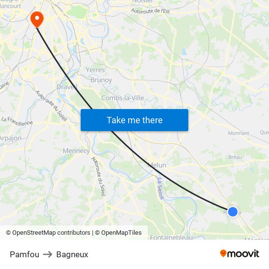 Pamfou to Bagneux map