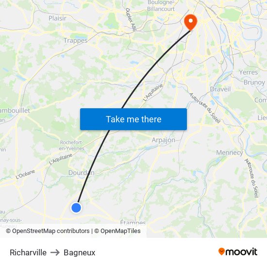 Richarville to Bagneux map