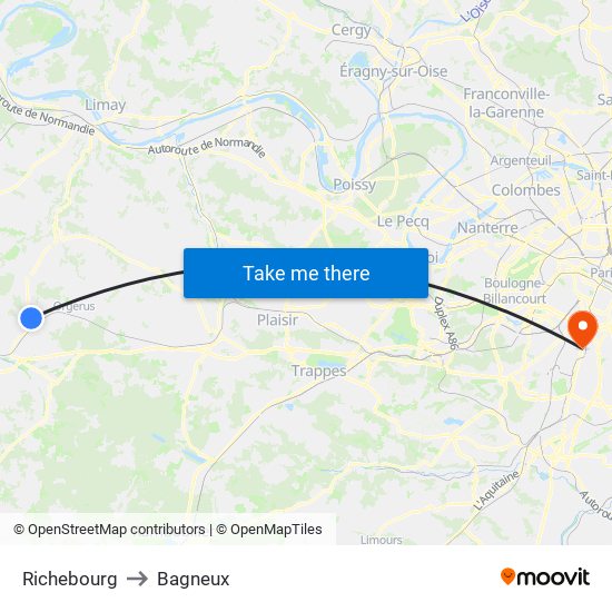 Richebourg to Bagneux map