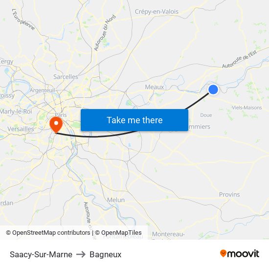 Saacy-Sur-Marne to Bagneux map