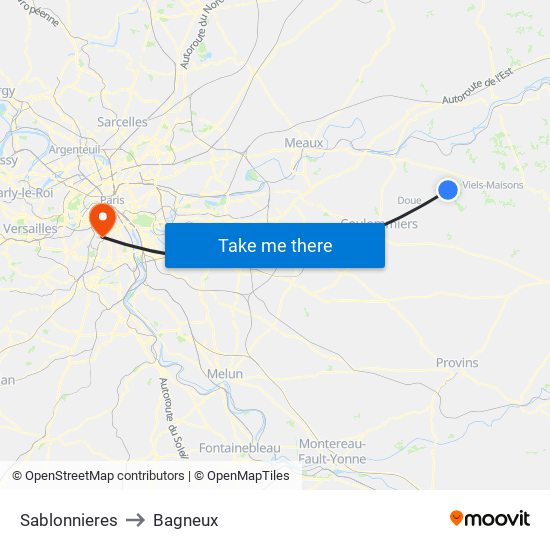 Sablonnieres to Bagneux map