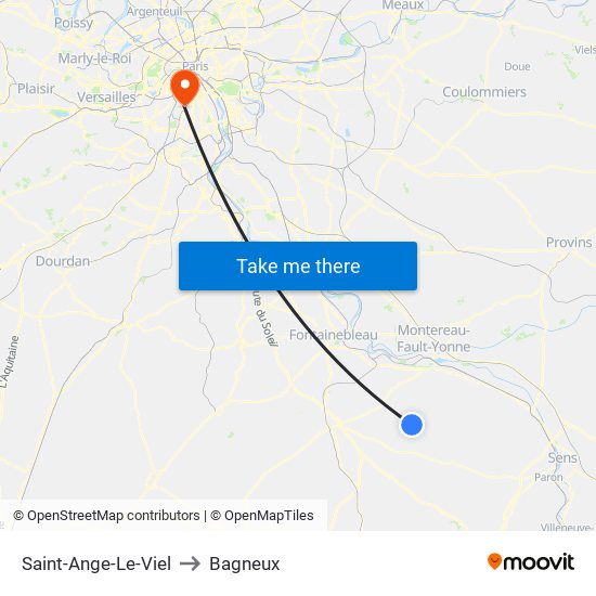 Saint-Ange-Le-Viel to Bagneux map