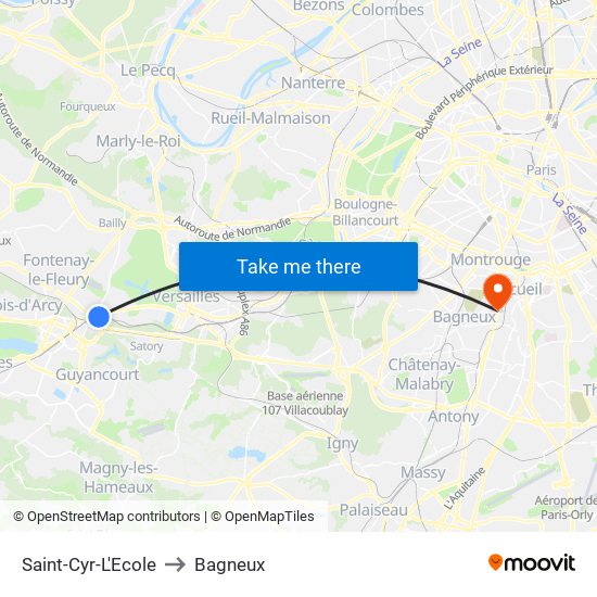 Saint-Cyr-L'Ecole to Bagneux map