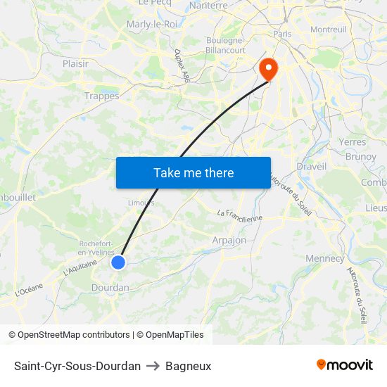 Saint-Cyr-Sous-Dourdan to Bagneux map