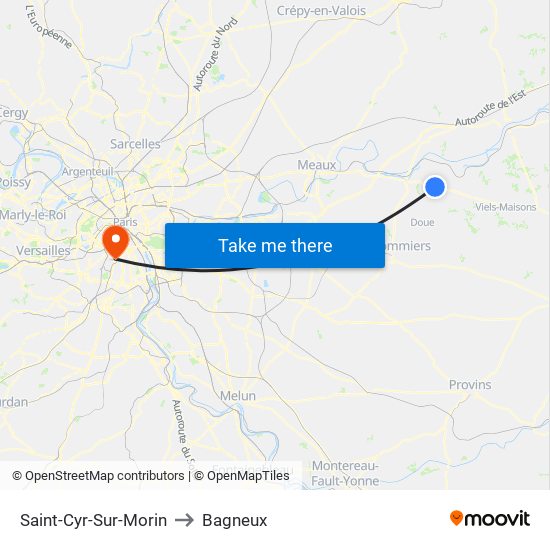Saint-Cyr-Sur-Morin to Bagneux map