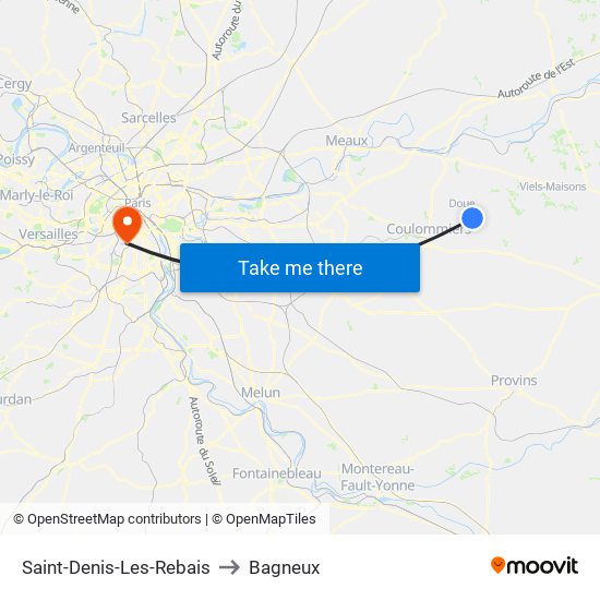 Saint-Denis-Les-Rebais to Bagneux map