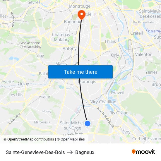 Sainte-Genevieve-Des-Bois to Bagneux map