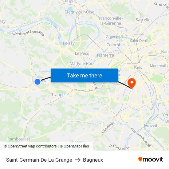 Saint-Germain-De-La-Grange to Bagneux map