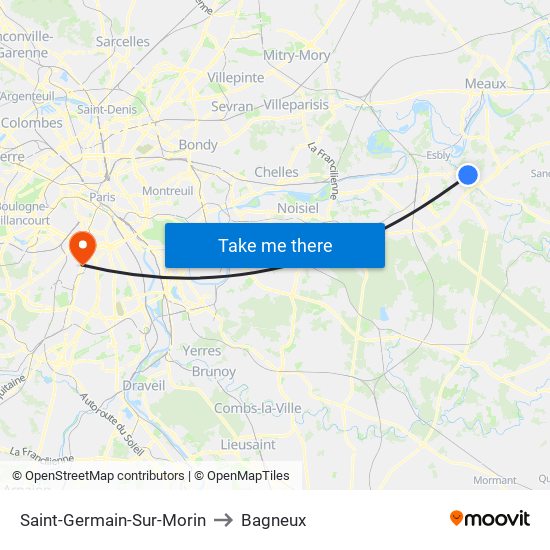 Saint-Germain-Sur-Morin to Bagneux map