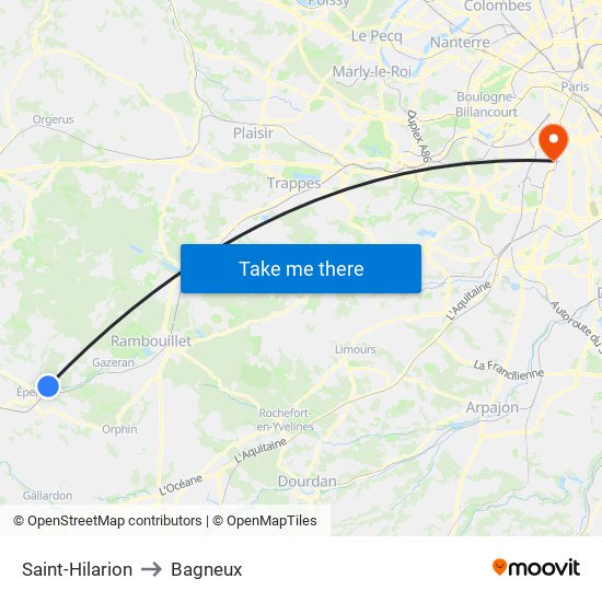 Saint-Hilarion to Bagneux map
